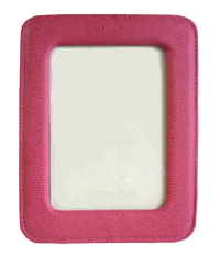 pink leather 5 x 7 picture frame with stitched edges